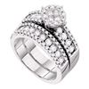 Image 1 : Princess Diamond Bridal Wedding Ring Band Set 1-3/4 Cttw 14kt White Gold