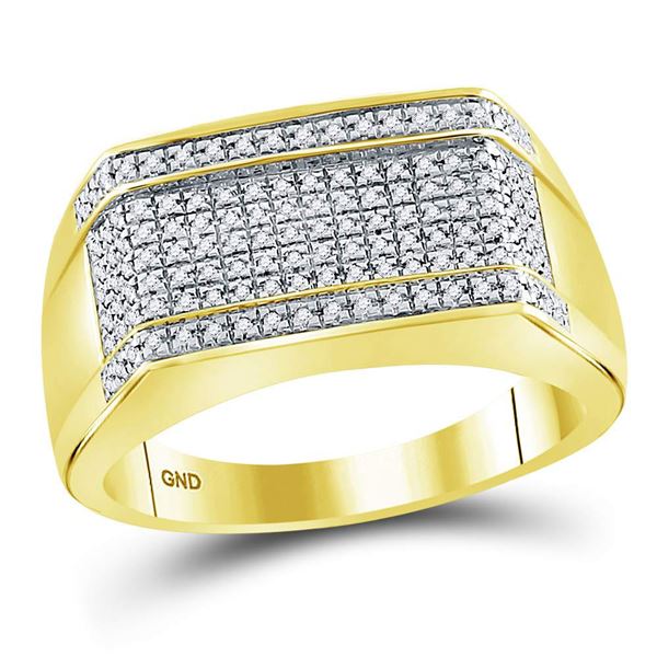 Mens Diamond Rectangle Band Ring 1/5 Cttw 10kt Yellow Gold