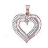 Image 1 : Baguette Diamond Heart Pendant 3/8 Cttw 10kt Rose Gold