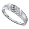 Image 1 : Mens Channel-set Diamond Diagonal Triple Row Wedding Band 1/8 Cttw 10kt White Gold