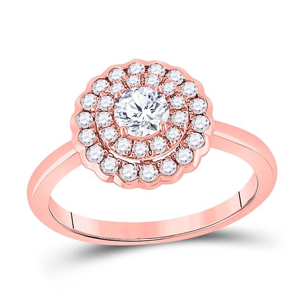 Diamond Double Halo Bridal Wedding Engagement Ring 3/4 Cttw 14kt Rose Gold