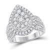 Image 1 : Diamond Teardrop Cluster Ring 1-1/2 Cttw 14kt White Gold