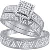 Image 1 : His Hers Diamond Square Matching Wedding Set 1/2 Cttw 10kt White Gold