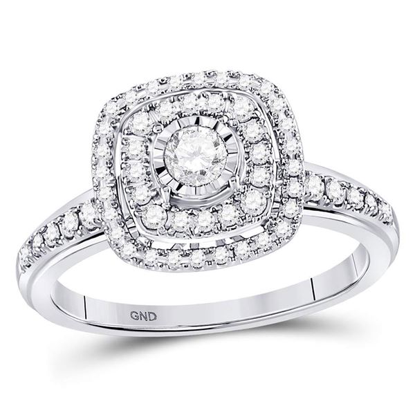 Diamond Solitaire Bridal Wedding Engagement Ring 1/2 Cttw 14kt White Gold