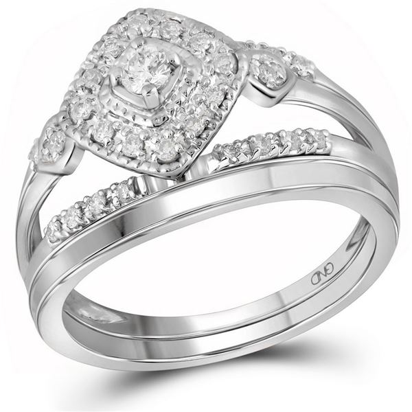 Diamond Bridal Wedding Ring Band Set 1/3 Cttw 10kt White Gold