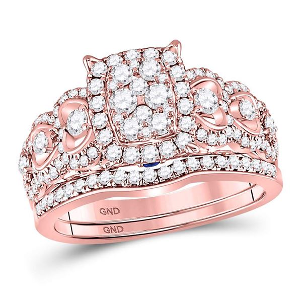 Diamond Bridal Wedding Ring Band Set 7/8 Cttw 14kt Rose Gold