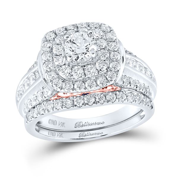 Diamond Halo Bridal Wedding Ring Band Set 2 Cttw 14kt White Gold