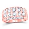 Image 1 : Mens Diamond Wedding Channel Set Band Ring 2 Cttw 14kt Rose Gold