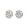 Image 2 : Mens Diamond Circle Disk Cluster Earrings 1/4 Cttw 10kt Yellow Gold