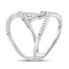 Image 3 : Diamond Starburst Negative Space Ring 1/2 Cttw 14kt White Gold