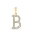 Image 1 : Diamond Initial B Letter Pendant 1/12 Cttw 10kt Yellow Gold