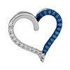 Image 1 : Blue Color Enhanced Diamond Heart Outline Pendant 1/10 Cttw Sterling Silver