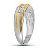 Image 2 : Mens Diamond Wedding Single Row Band Ring 1/4 Cttw 10kt White Gold