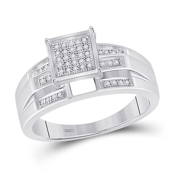 Sterling Silver Diamond Square Bridal Wedding Engagement Ring 1/8 Cttw Sterling Silver