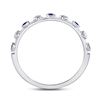 Image 4 : Blue Sapphire Dot Flower Stackable Band Ring 1/12 Cttw 10kt White Gold