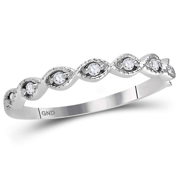 Diamond Classic Stackable Band Ring 1/10 Cttw 14kt White Gold