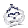 Image 1 : Blue Sapphire Wedding Wrap Band Ring Guard Enhancer 1/2 Cttw 14kt White Gold