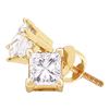Image 1 : Unisex Princess Diamond Solitaire Stud Earrings 3/4 Cttw 14kt Yellow Gold