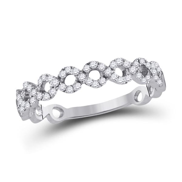 Diamond Geometric Stackable Band Ring 1/5 Cttw 10kt White Gold
