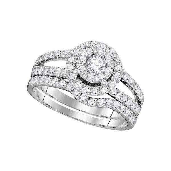 Diamond Bridal Wedding Ring Band Set 1 Cttw 14kt White Gold