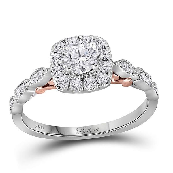 Diamond Solitaire Bridal Wedding Engagement Ring 3/4 Cttw 14kt Two-tone Gold
