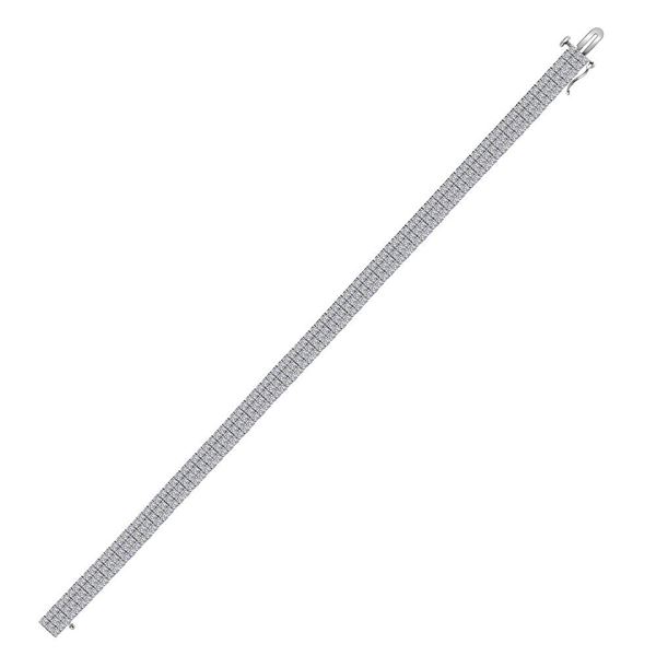Mens Diamond 3 Row Miracle-set Fashion Bracelet 6-7/8 Cttw 14kt White Gold