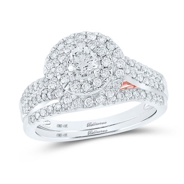 Diamond Bridal Wedding Ring Band Set 1 Cttw 14kt Two-tone Gold