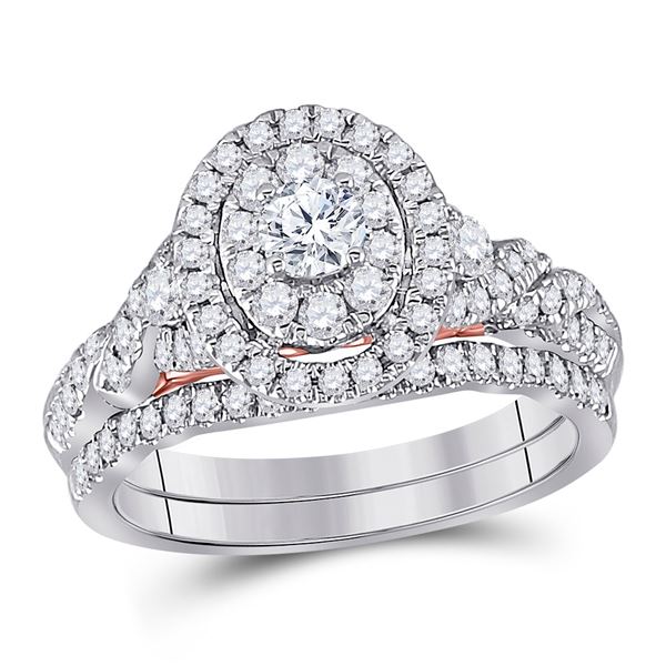 Diamond Bridal Wedding Ring Band Set 1 Cttw 14kt Two-tone Gold