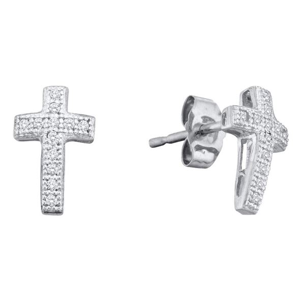 Diamond Cross Earrings 1/10 Cttw Sterling Silver