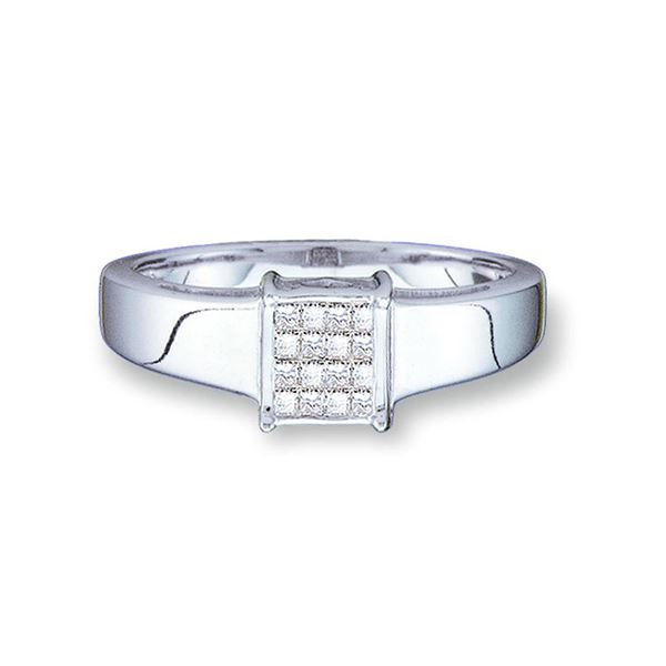 Princess Diamond Cluster Ring 1/5 Cttw 14kt White Gold