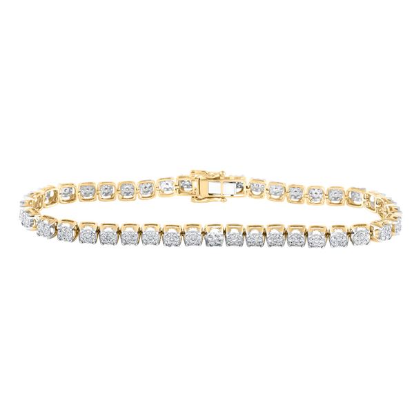 Mens Diamond Cluster Fashion Bracelet 3 Cttw 10kt Yellow Gold