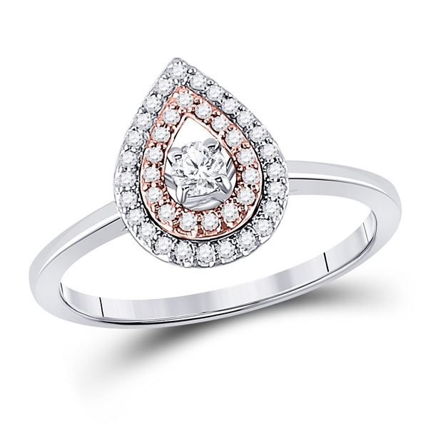 Diamond Teardrop Solitaire Ring 1/4 Cttw 10kt Two-tone Gold