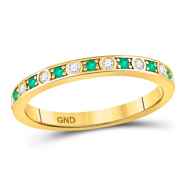 Emerald Diamond Alternating Stackable Band Ring 1/4 Cttw 10kt Yellow Gold