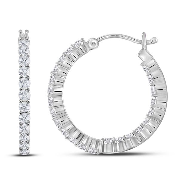 Diamond Inside Outside Hoop Earrings 2 Cttw 14kt White Gold