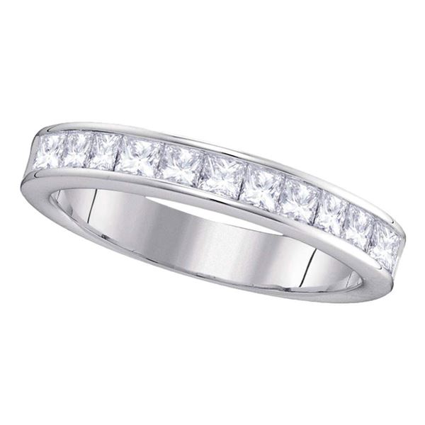 Machine Set Princess Diamond Wedding Channel Band 1 Cttw 14kt White Gold