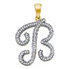 Image 1 : Diamond Initial B Letter Pendant 1/5 Cttw 10kt Yellow Gold