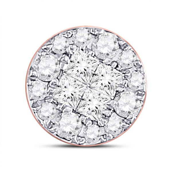 Princess Diamond Cluster Pendant 1/4 Cttw 14kt Rose Gold