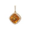 Image 1 : Cushion Citrine Diamond Solitaire Pendant 2-3/4 Cttw 14kt Yellow Gold