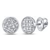 Image 1 : Mens Diamond Circle Cluster Stud Earrings 1/20 Cttw 10kt White Gold