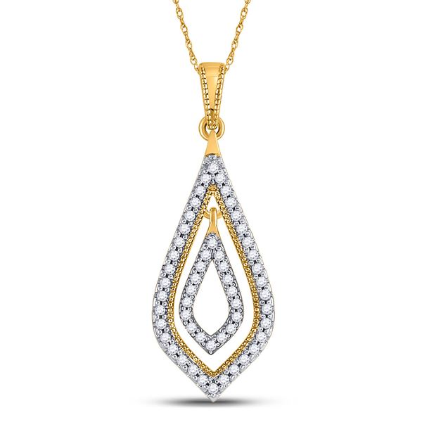 Diamond Double Nested Oval Pendant 1/4 Cttw 10kt Yellow Gold