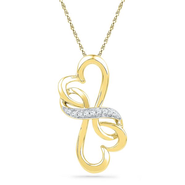 Diamond Double Heart Pendant 1/20 Cttw 10kt Yellow Gold