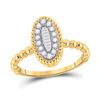 Image 1 : Baguette Diamond Oval Cluster Ring 1/4 Cttw 10kt Yellow Gold