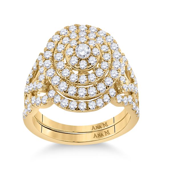 Diamond Bridal Wedding Ring Band Set 1-1/3 Cttw 14kt Yellow Gold