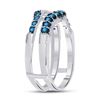 Image 3 : Blue Color Enhanced Diamond Wrap Enhancer Wedding Band 1/3 Cttw 14kt White Gold