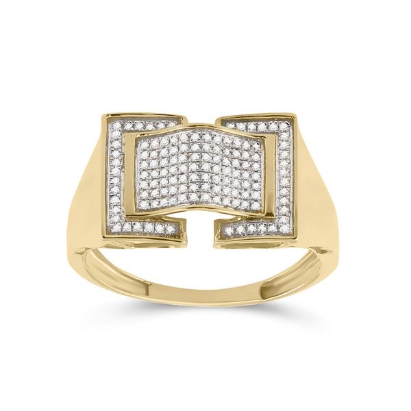 Mens Diamond Arched Fashion Ring 1/4 Cttw 10kt Yellow Gold