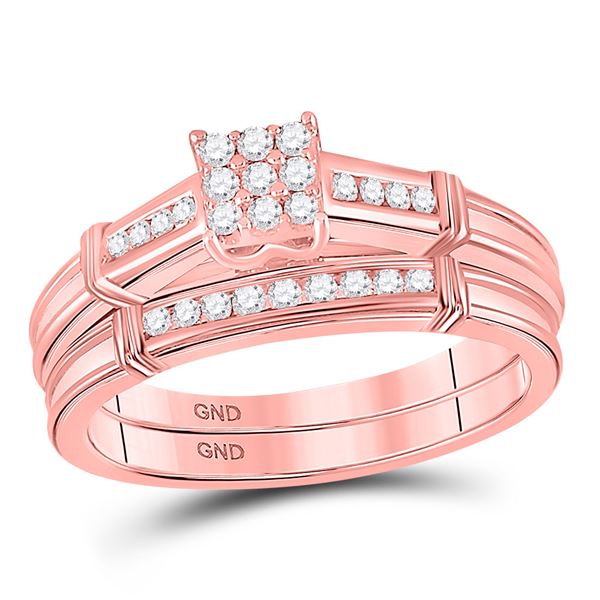 Diamond Bridal Wedding Ring Band Set 1/5 Cttw 10kt Rose Gold