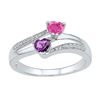 Image 1 : Heart Lab-Created Amethyst Pink Sapphire Bypass Ring 3/4 Cttw Sterling Silver