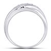 Image 4 : Mens Diamond Diagonal Row Matte Band Ring 1/4 Cttw 10kt White Gold