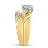 Image 4 : His Hers Diamond Cluster Matching Wedding Set 1/5 Cttw 10kt Yellow Gold