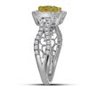 Image 3 : Yellow Diamond Cluster Ring 7/8 Cttw 14kt White Gold